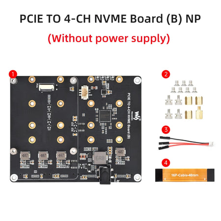 Raspberry Pi 5 PCIe To 4-Ch M.2 Adapter Board &ndash; Supports 4 NVMe Solid State Drives Without Power