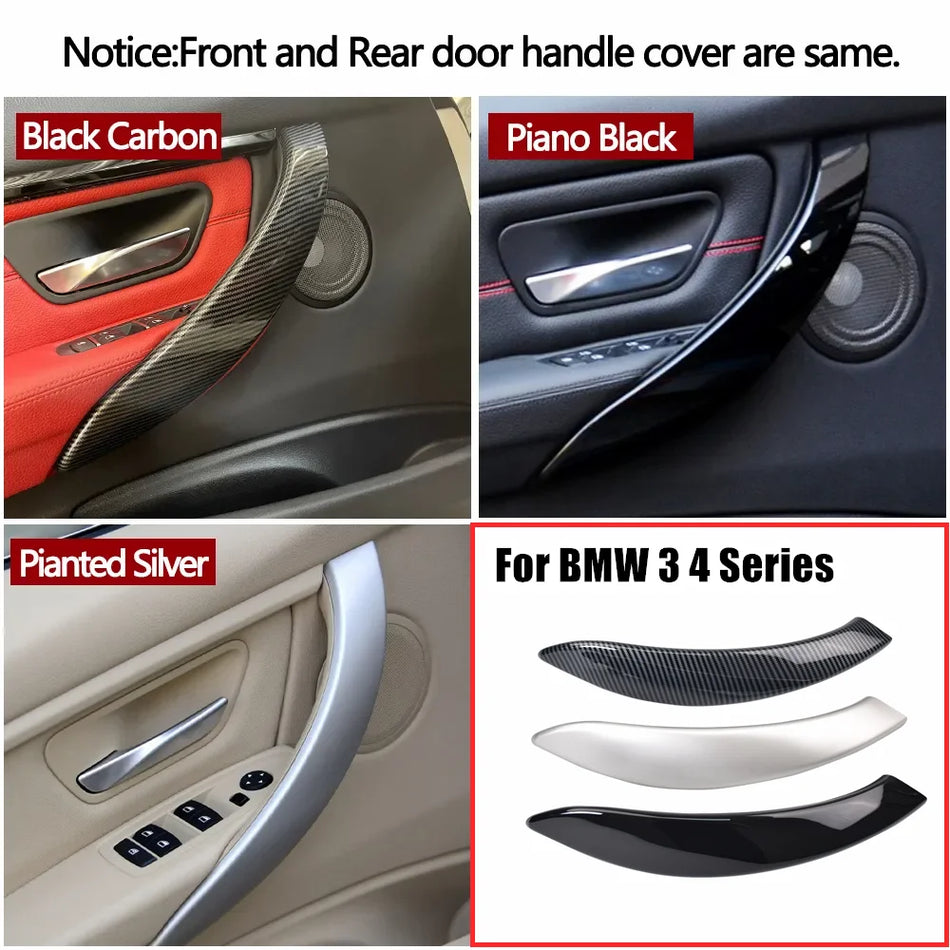 Couvre de garniture de poignée de porte intérieure noir carbone pour BMW F30 F80 F31 F32 F33 F35