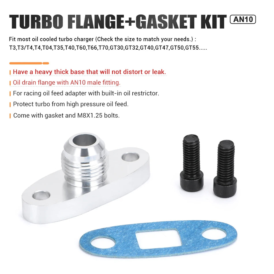 Turbo Yağ Tahliye Flanşı Alüminyum 10AN ODF01 GT40 GT42 GT45 GT47 GT55 T3 T4 için