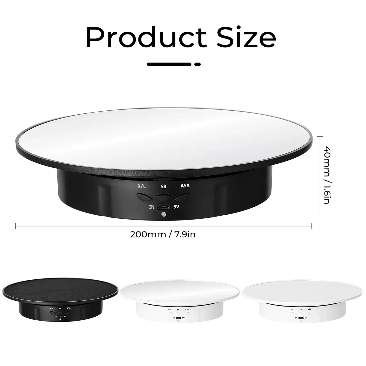 200mm 3-Speed 360&deg; Electric Rotating Display Turntable for Photography