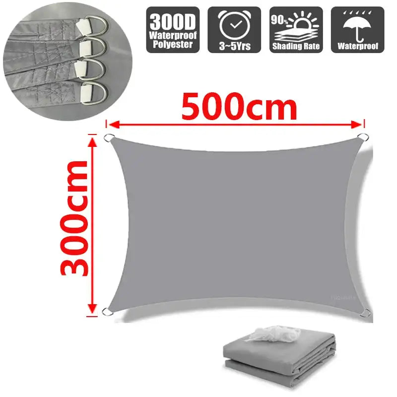 GFDYML Waterproof Sun Shade Sail for Gardens and Terraces Grey 300x500cm