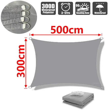 GFDYML Waterproof Sun Shade Sail for Gardens and Terraces Grey 300x500cm