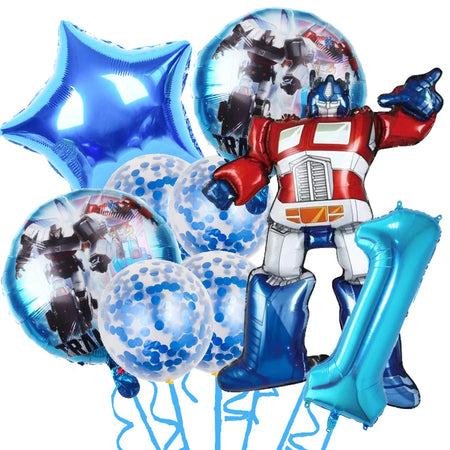 Transformers Boys Birthday Party Balloon Decoration Set B 9PCS-1 / as the picture show