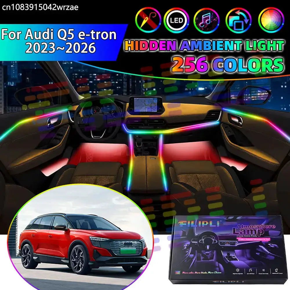 For Audi Q5 e-tron 2023~2026 SUV RGB Car Interior Ambient Lights Strips Breathing Lighting Kit App Control LED strips Auto Parts by InterCyprus Trading Ltd
