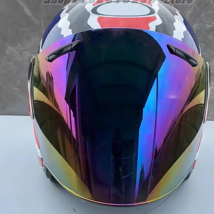 Ram3 Doohan Jubilee Half Helmet for Men and Women - Full Face Motorcycle Safety Rainbow / XXL