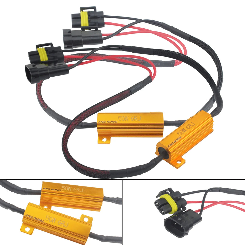 Fascio di cablaggio per fari LED H8 H11 DRL e luci fendinebbia con resistori da 50W, Canbus