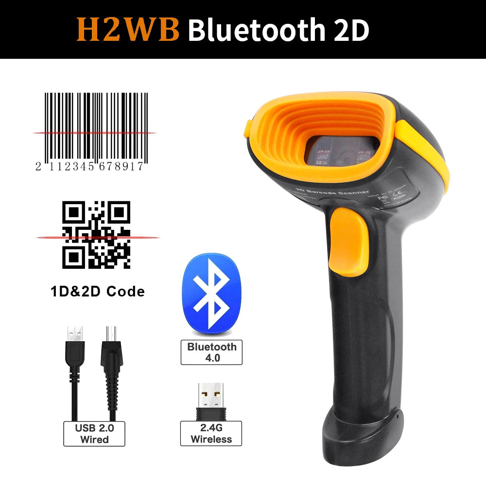 HZTZ Wireless 2D Barcode Scanner H1 H1W &ndash; Long Range H2WB Bluetooth 2D