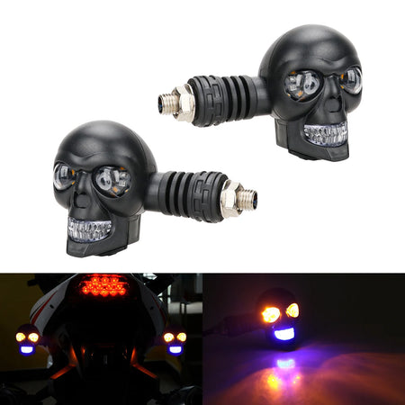 Skull Motorcycle Indicator Lights &ndash; Dual Color Functionality