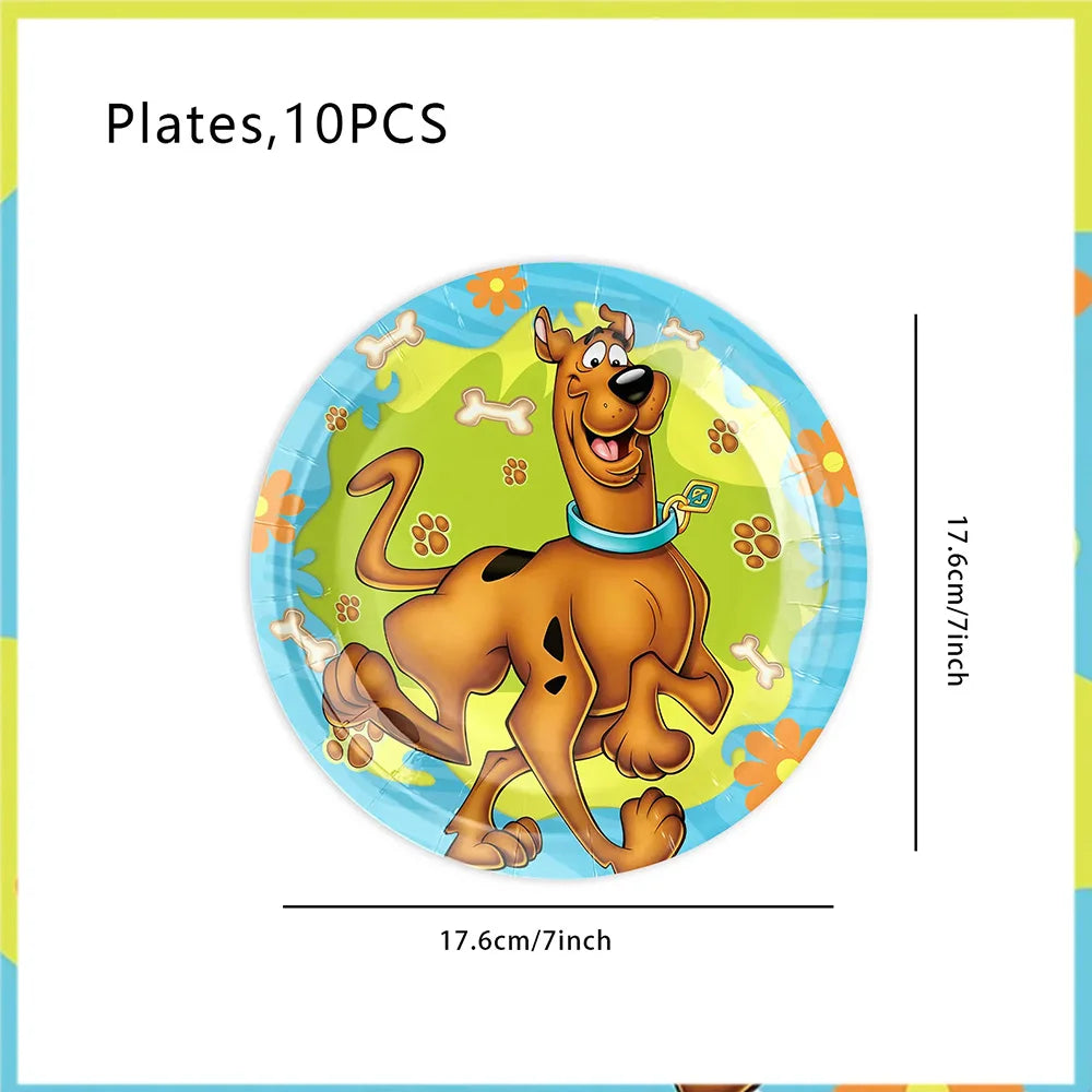 Scooby-Doo Birthday Party Decoration Set with Tableware, Banners, and Balloons