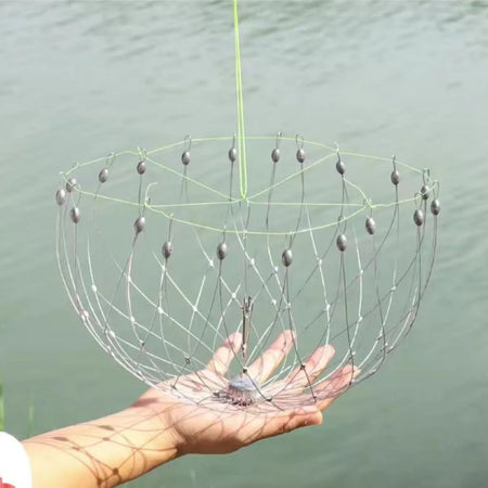 Automatic Fish Crab Trap Net - Durable Steel Wire for Saltwater Fishing