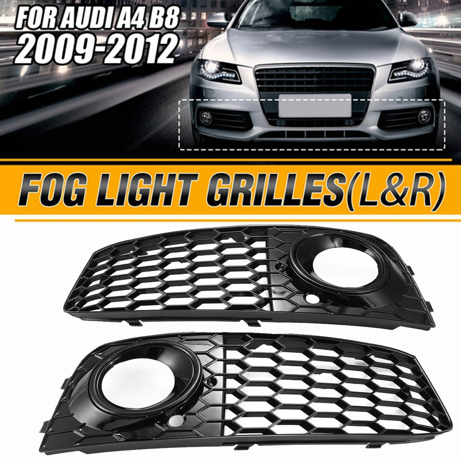 Grelhas de faróis de nevoeiro em ABS com padrão de favo de mel para Audi A4 B8 2009-2012