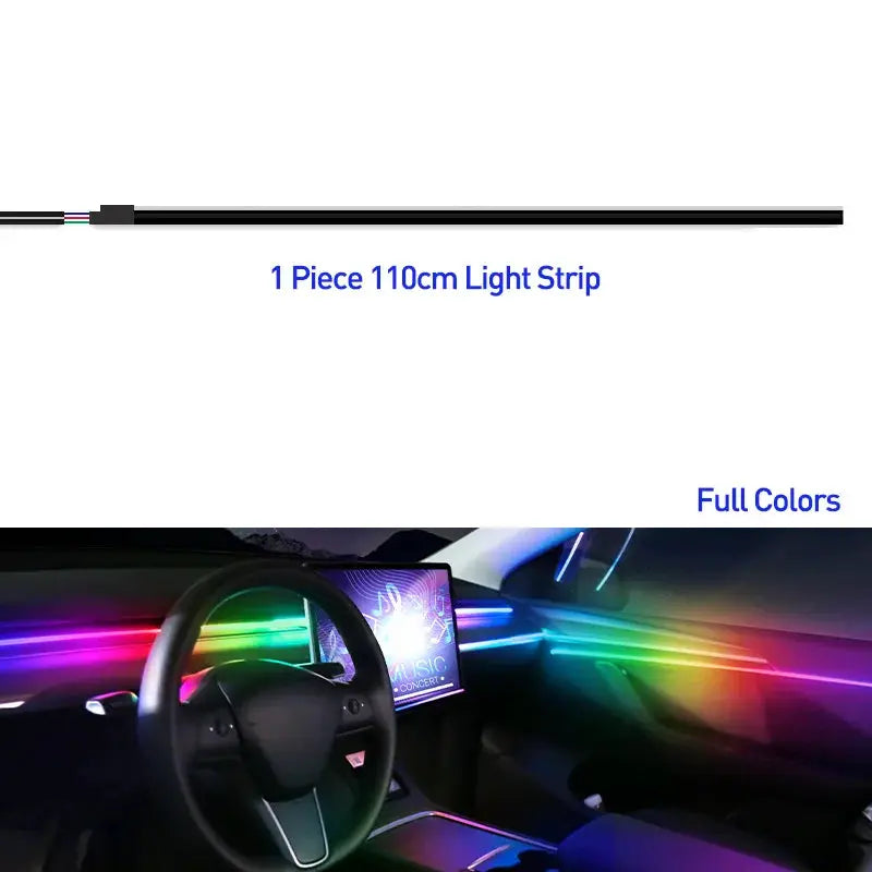 Car Ambient Light Accessories Acrylic Strips 110cm 90cm 75cm 35cm 20cm Full Colors RGB Car Interior Bluetooth App Control by InterCyprus Trading Ltd