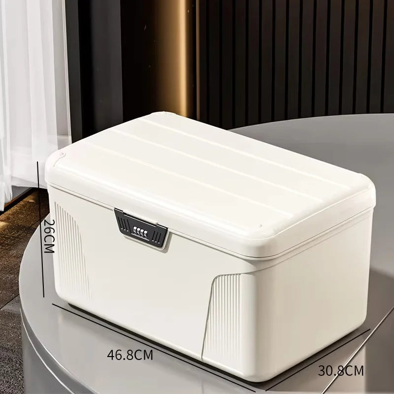 Four Digit Password Lock Safe Box &ndash; Travel Organizer White L