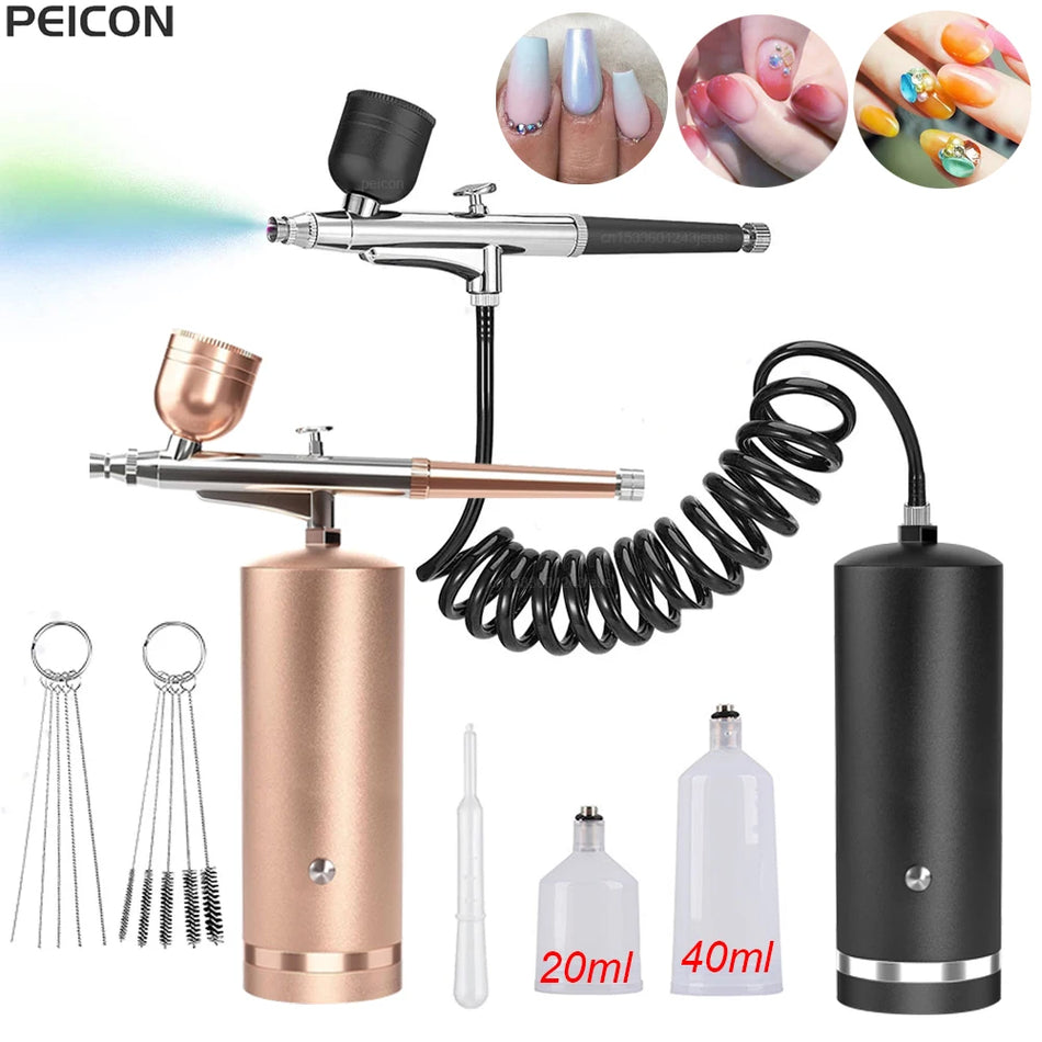 Portable Nail Art Airbrush Kit with Air Compressor for Nails