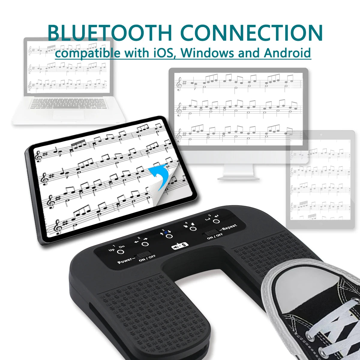 bluetooth page turner pedal Yueyinpu Bluetooth Page Turner Pedal For iPad Smartphone Tablet Laptop Handsfree Silent Foot Switch Rechargeable Wireless Pedal – InterCyprus Trading Ltd