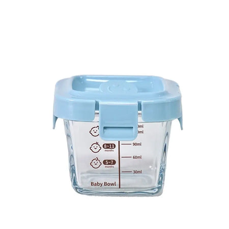 140ml Microwave Safe Glass Baby Food Storage Jar | No Chemicals | Solid Pattern blue