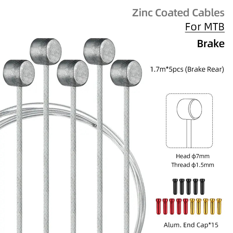 Deemount Bicycle Inner Shift Cable Kit &ndash; Rust-Free Stainless Steel Construction MTB BRK C03 L1.7m 5p / CHINA