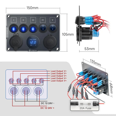 QUBEN Dual USB QC3.0 Socket Charger - LED Voltmeter