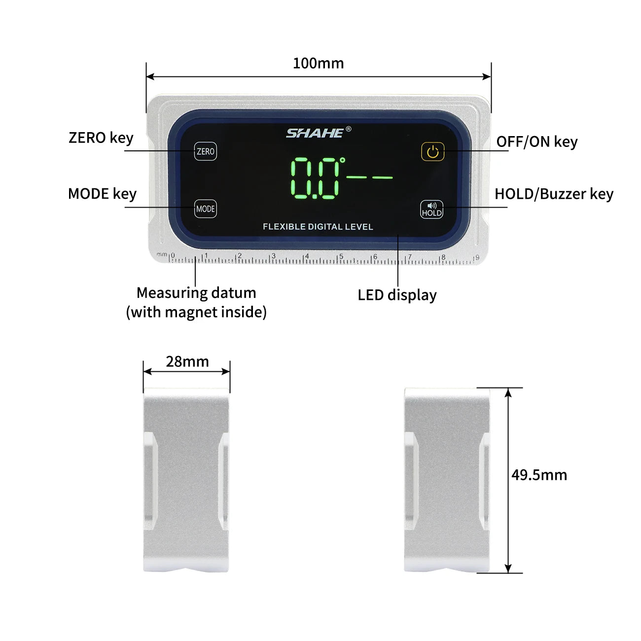 SHAHE Touch Digital Inclinometer,Single Axis 4x90&deg;/Dual Axis &plusmn;60&deg;,Buzzer Alarm, Dual Mode, 3-Unit for Woodworking,Table Saw