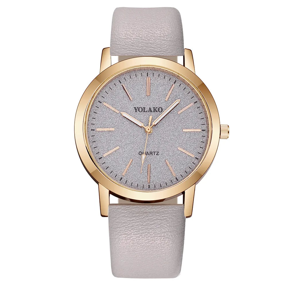 Luxury Fashion Women's Quartz Leather Wristwatch by DQG grey