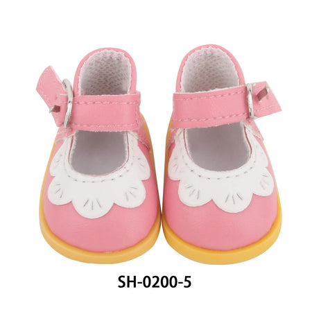 Charming 5.5CM PU Leather Mini Doll Shoes with Heart Bow for 14-Inch Dolls SH-0200-5