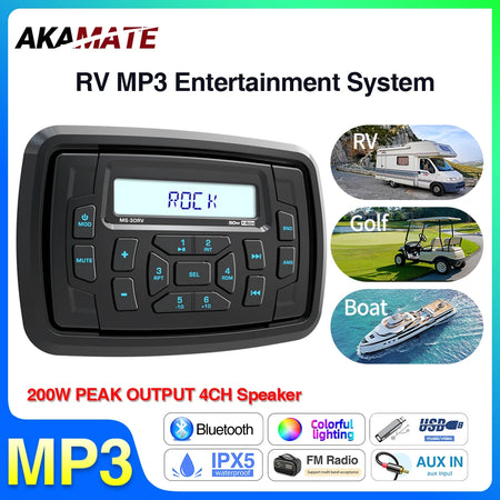 MS-30RV-1 RV Marine Stereo &ndash; Bluetooth IPX5 Waterproof