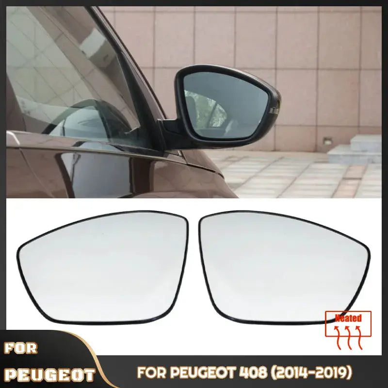 For Peugeot 408 2014 2015 2016 2017 2018 2019 Left&Right Side White Heated Wing Mirror Glass Wide Angle Rearview Mirror by InterCyprus Trading Ltd
