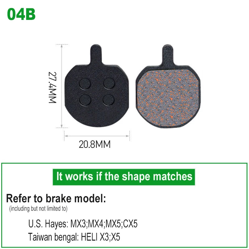 1 Pair SemiMetallic Hydraulic Disc Brake Pads &ndash; Shimano SRAM 1pair 04B