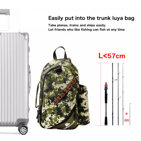 BIUTIFU Carbon Travel Fishing Rod - Fuji Lure Spinning Casting, 1.8-3.0m, Lightweight &amp; Portable