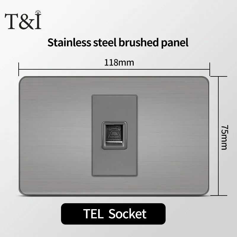 118 Grey Tuya Wifi Wall Socket &ndash; USB Type-C Brushed Finish