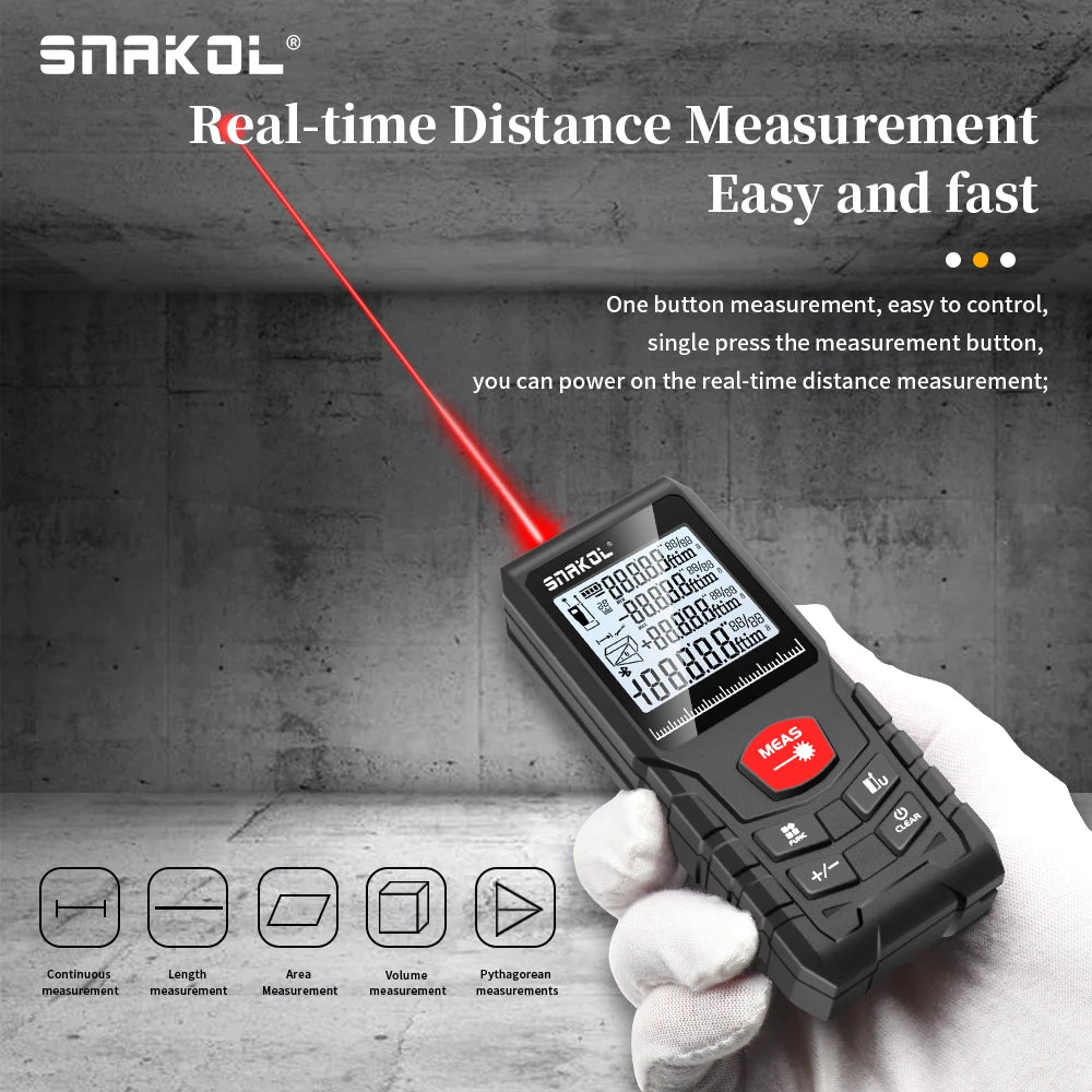 SNAKOL Professional Laser Distance Meter with Range Options up to 120m