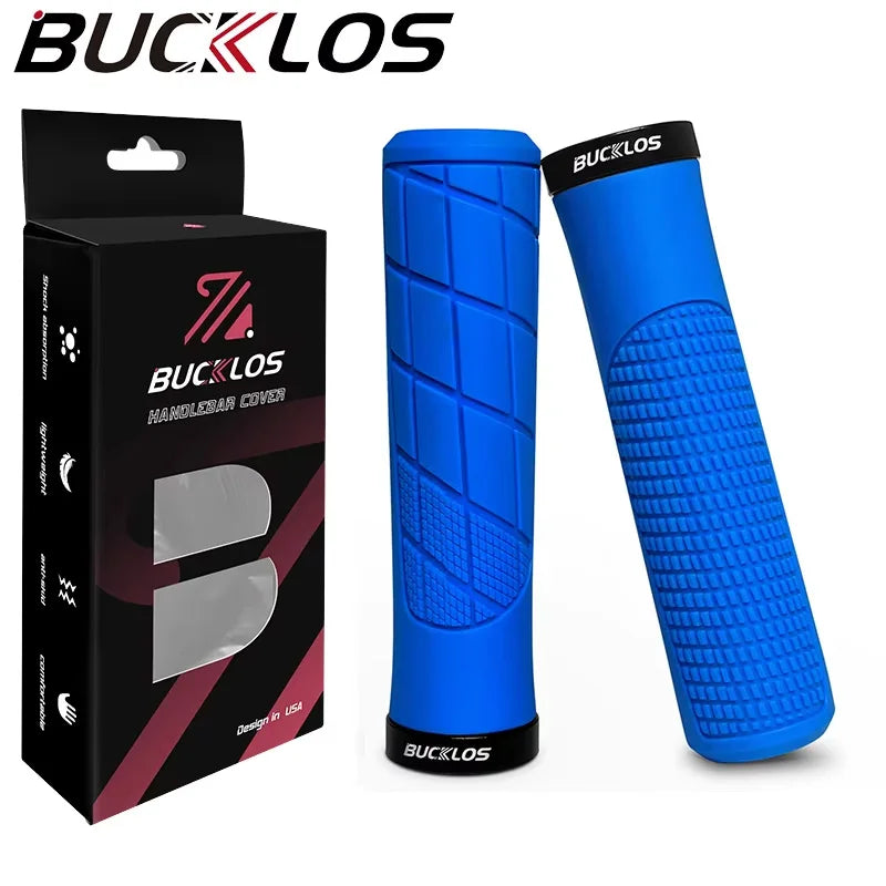 BUCKLOS Lockable Shock-Absorbing Bicycle Handlebar Grips Conventional-Blue