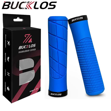 BUCKLOS Lockable Shock-Absorbing Bicycle Handlebar Grips Conventional-Blue