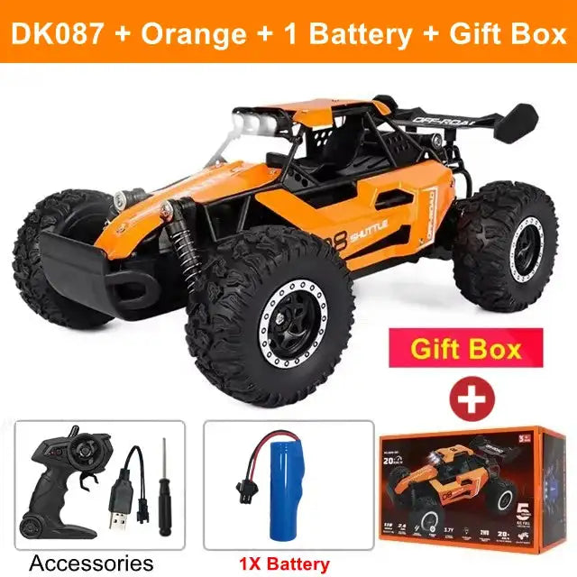 Remote Control Car RC Drift 1:16 Off Road Alloy &ndash; LED Light DK087 Orange 1B Box
