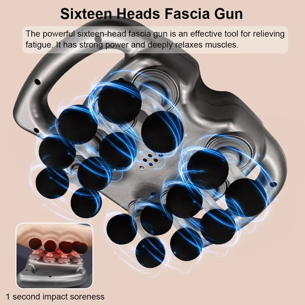 Fascia Gun 16-Head Muscle Massage Gun - Deep Percussion