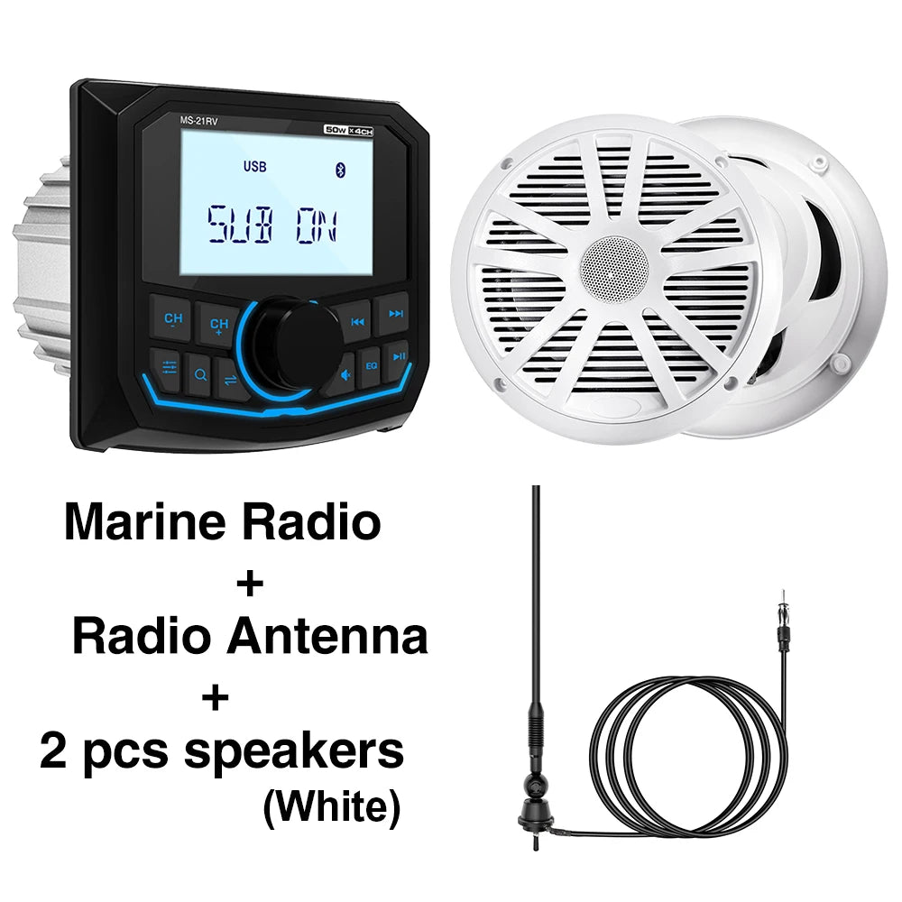 MS-21RV-1 &ndash; Bluetooth IPX5 Waterproof Marine Stereo Radio White Ant
