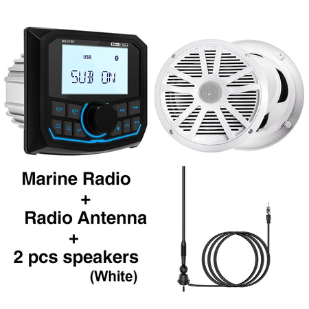 MS-21RV-1 &ndash; Bluetooth IPX5 Waterproof Marine Stereo Radio White Ant