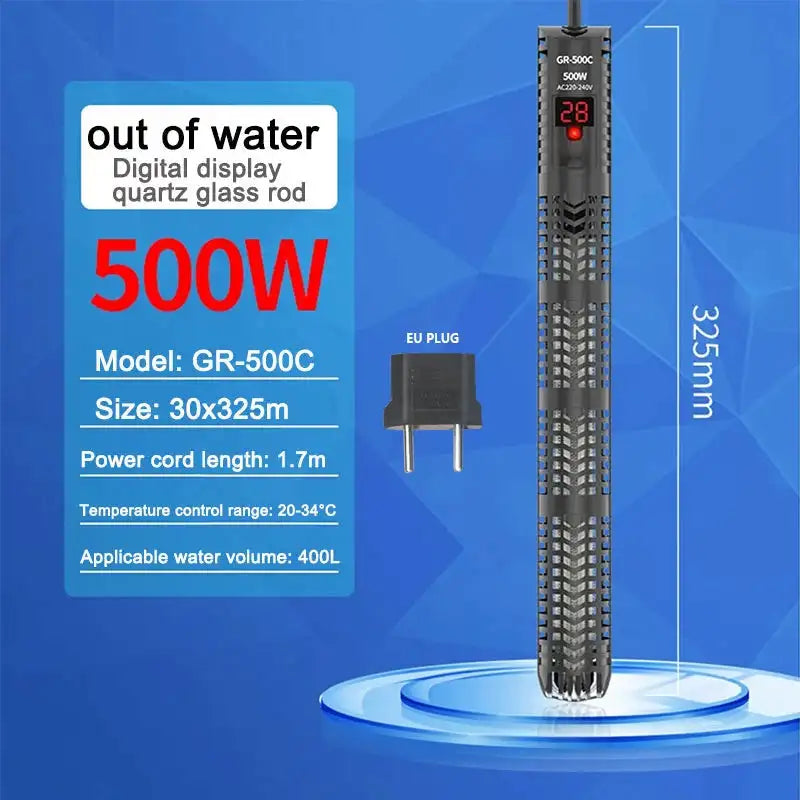 Aquarium Submersible Heater With Thermometer 220 240V GR 500C