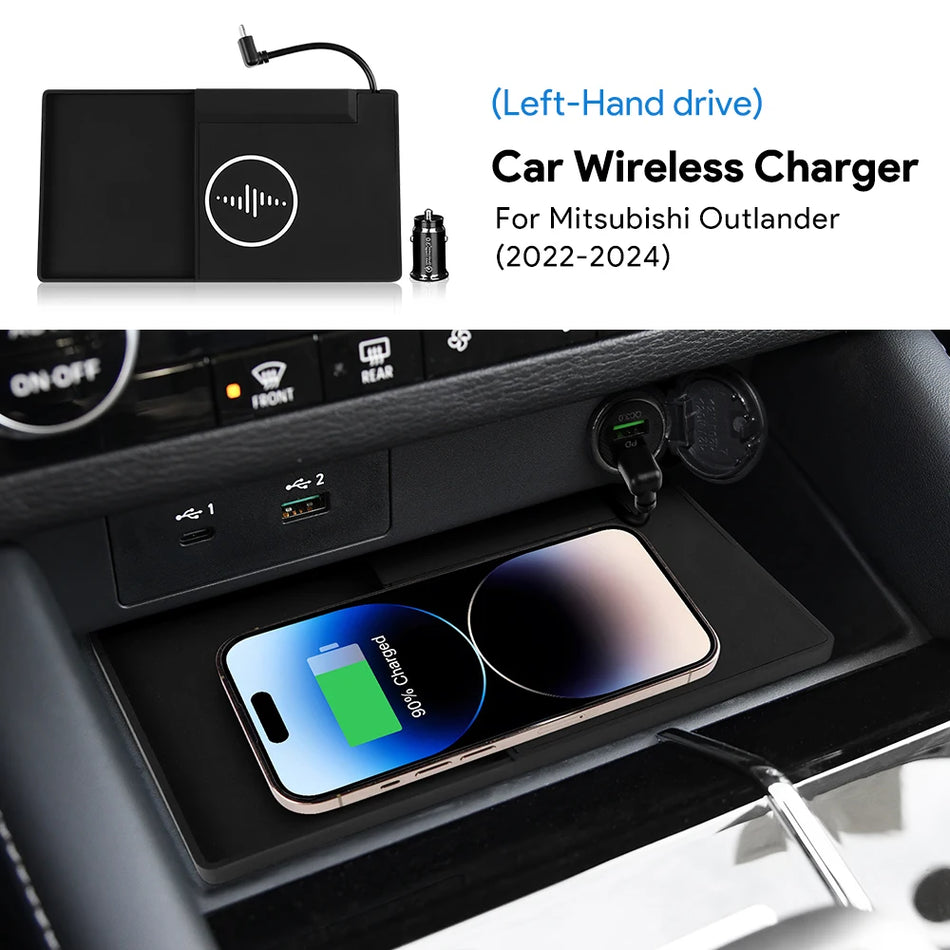 Wireless Charger Pad With Silicone Organizer For Mitsubishi Outlander