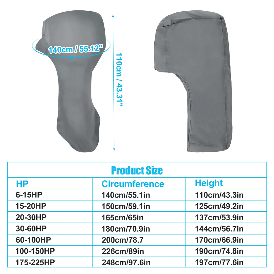X Autohaux Waterproof Motor Full Outboard Boat Engine Cover Fit Up to 250-300HP 420D Oxford Cloth Boat Outboard Motor Protector