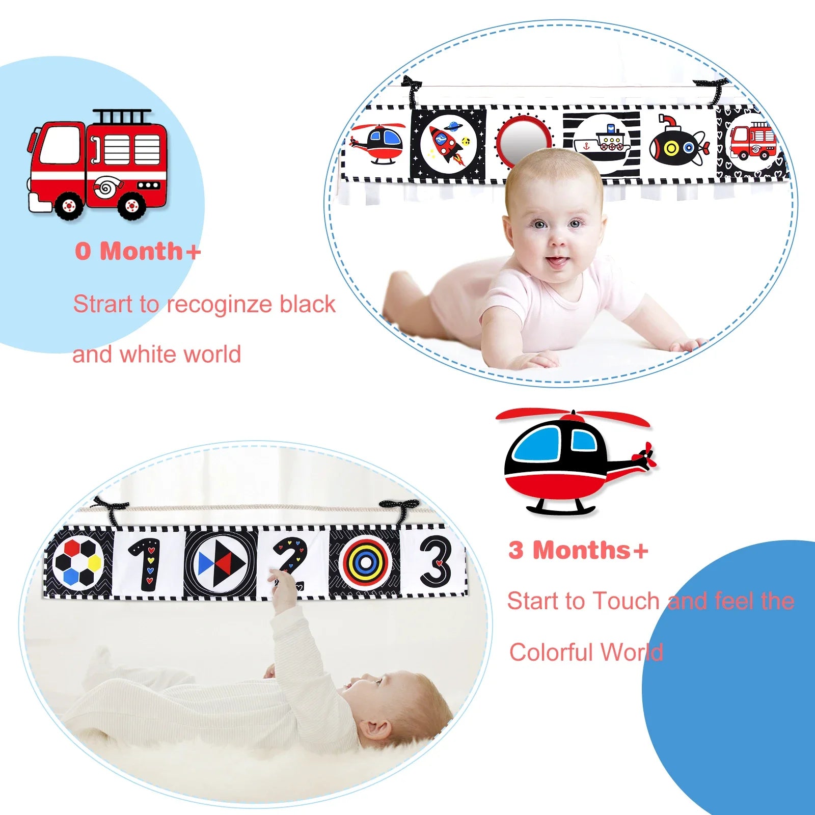 Baby Bedside Cloth Book &ndash; Develops Visual Ability for Newborns