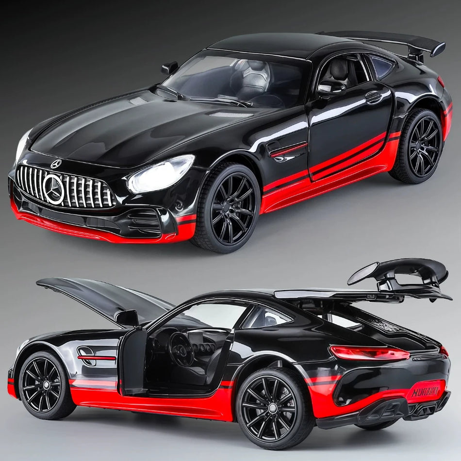 Diecast 1:32 C260 automašīnas modeļa rotaļlieta ar atpakaļ vilkšanu, atveramām durvīm, skaņu un gaismu