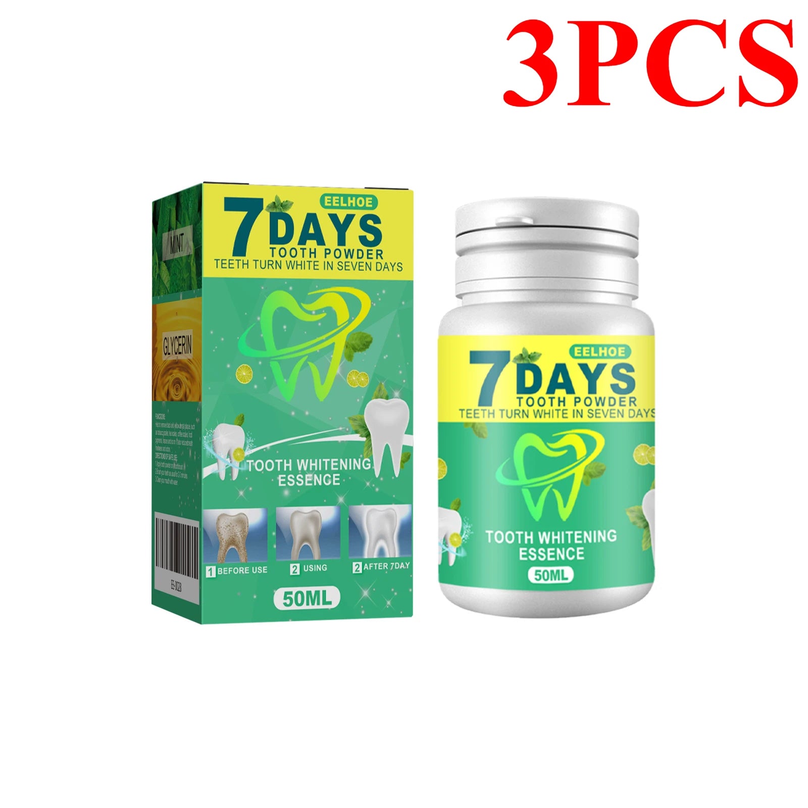 5 Days Whitening Tooth Powder &ndash; Effective Stain Removal for Radiant Smile 3PCS