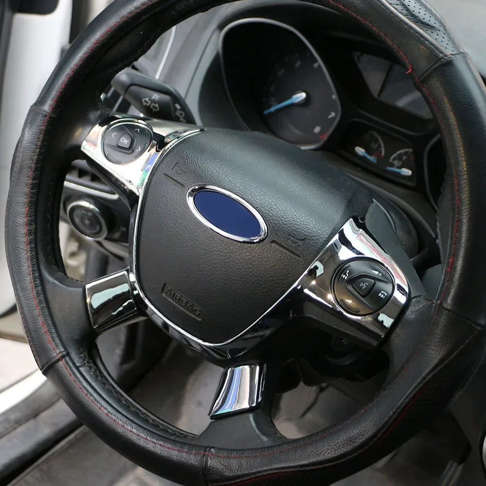 Copertura del rivestimento del volante in ABS cromo per Ford Focus MK3 2012-2014 e Kuga 2013-2015