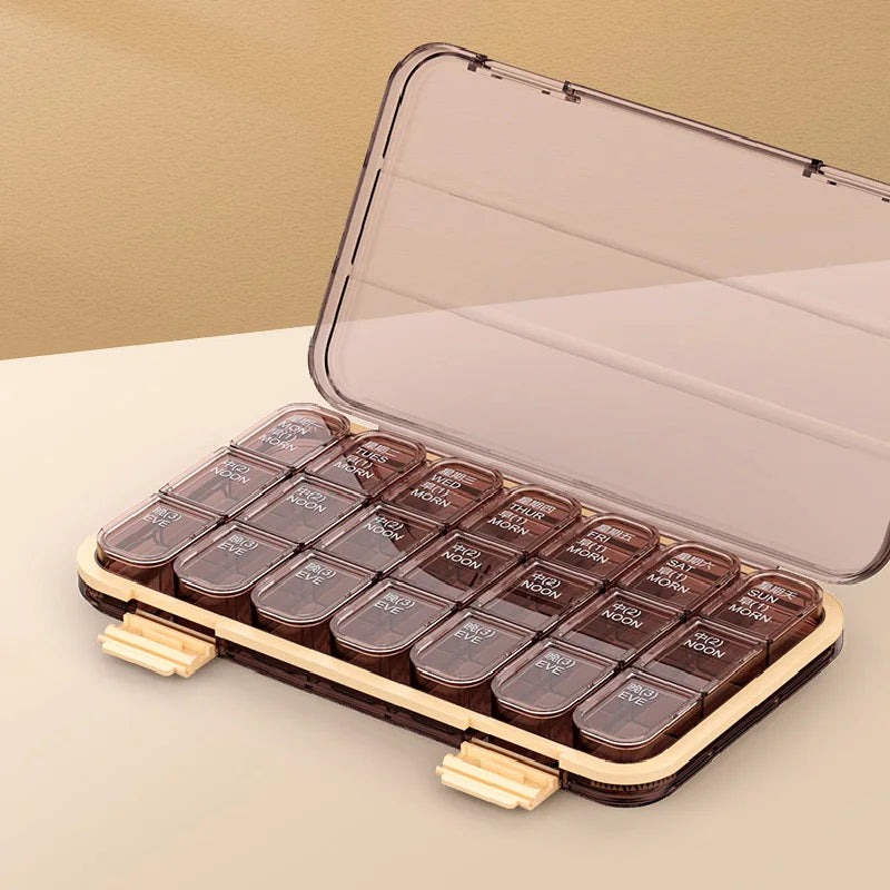 Portable 21 To 28 Grids Weekly Pill Box &ndash; Seven Day Case