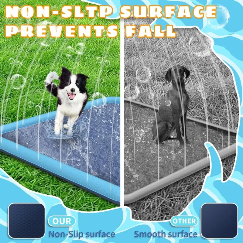 Fyrkantig PVC-vattenlekmatta för hundar, utomhus interaktiv sprinklerplatta, sommar badleksak