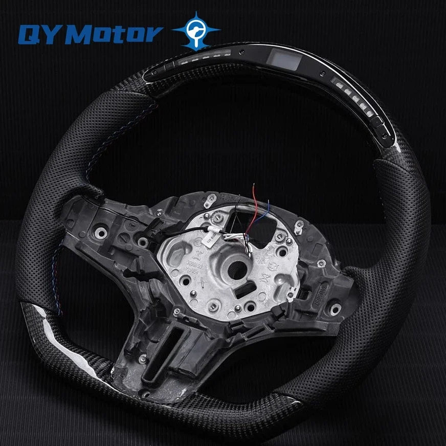 BMW LED Carbon Fiber Steering Wheel For G30 G20, Real Carbon Fiber And Leather