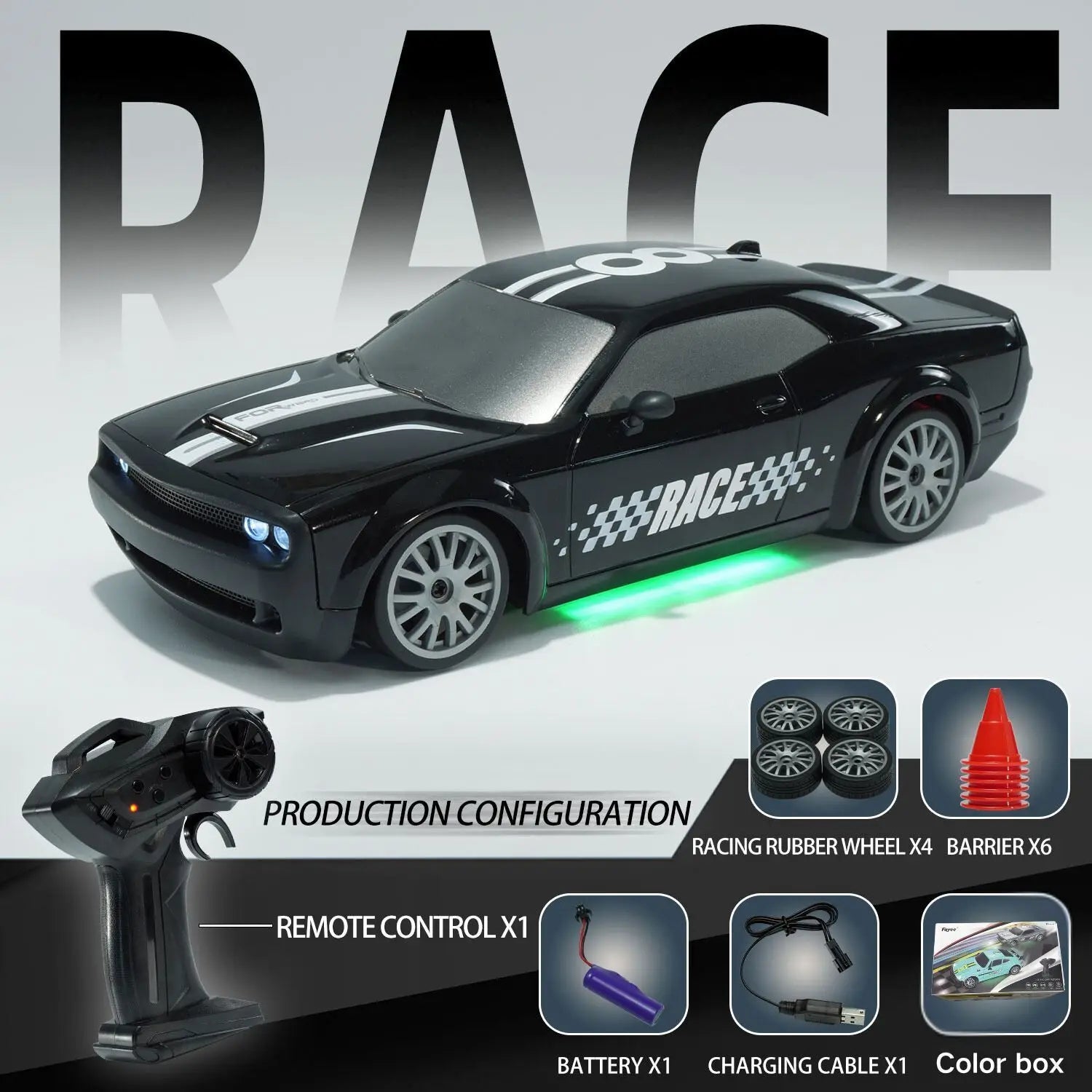 Dodge Hellcat 4WD High-Speed Remote Control Drift Racing Car FQD15-Color box