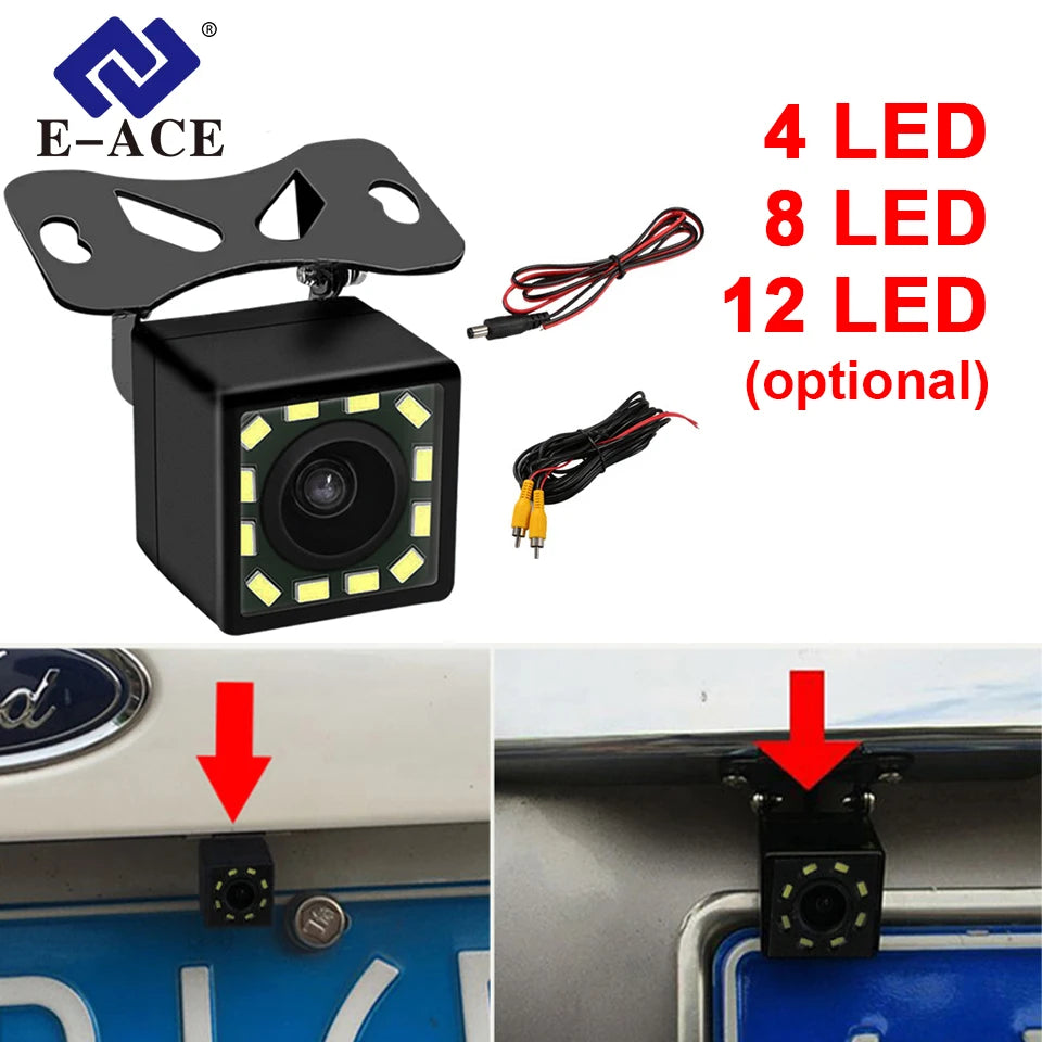 Car Rear Camera 4/8/12 LED - 140 Degree Night Vision Universal