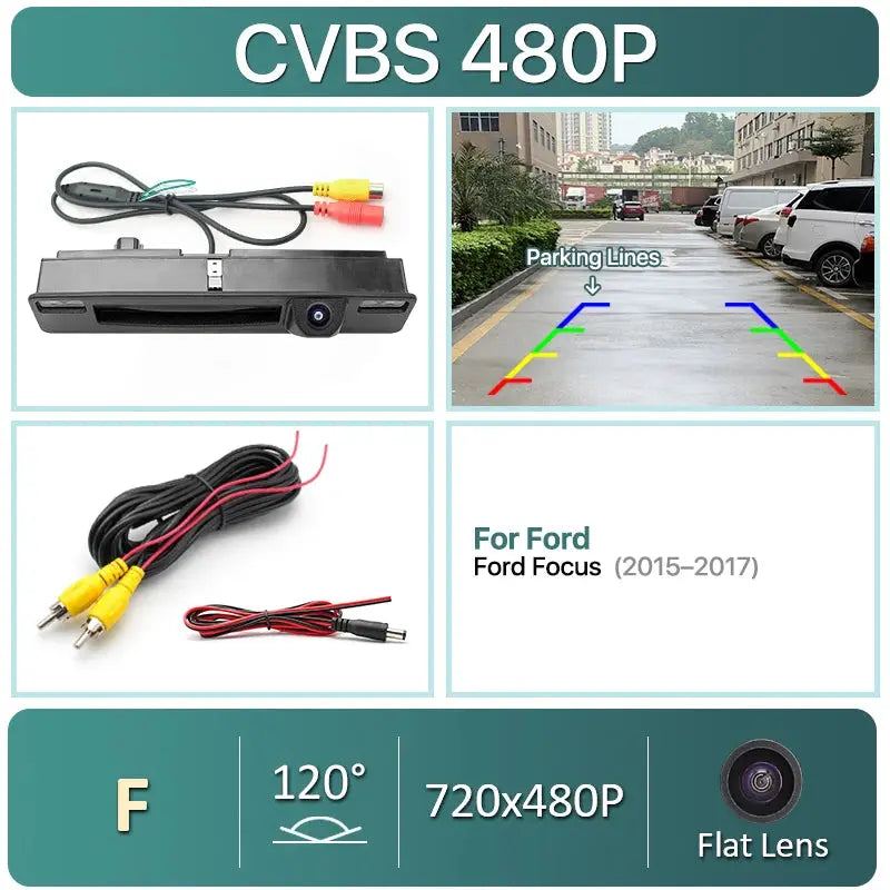 170° AHD 1080P Dynamic Trajectory Car Rear View Trunk Handle Camera For Ford Fiesta MK8 HB Focus Mk4 2015~2022 Android DVD by InterCyprus Trading Ltd